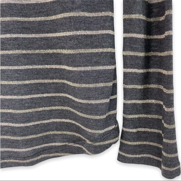 Rails Sami Wool Metallic Bronze Striped V-Neck Long-Sleeve Tee - Picture 8 of 9